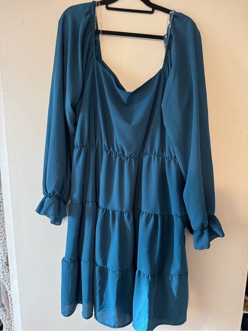 Teal Long-Sleeve Tiered Mini Dress - Women